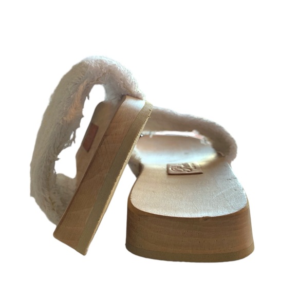PRATESI Wooden White Terry Clog Slides - Picture 7 of 12